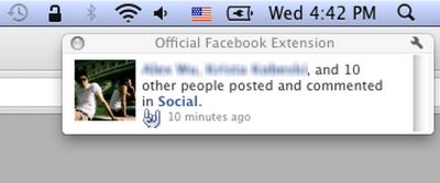 Official Facebook Google Chrome Browser Extension Notification