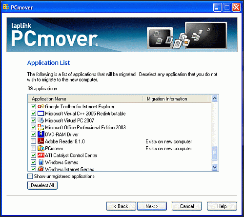 Laplink PCmover Migration Software Application Choice