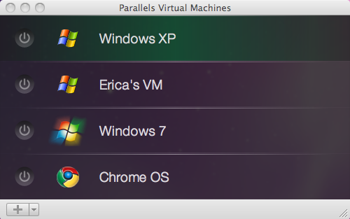 Parallels Multiple Virtual Machines Listing