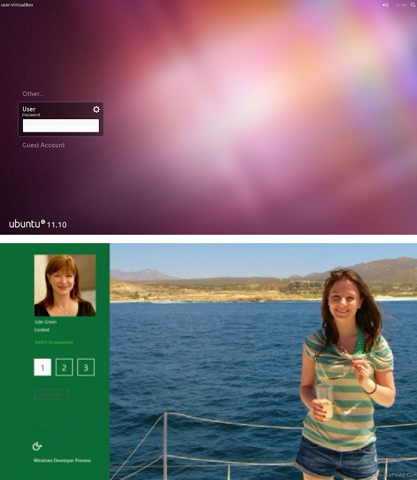 Windows vs Ubuntu - Login Screen