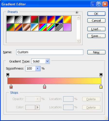Gradient Editor settings