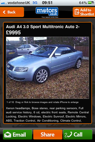 Motors.co.uk Car Search App Vehicle Profiles