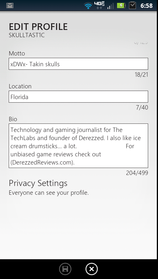 My Xbox Live Edit Profile