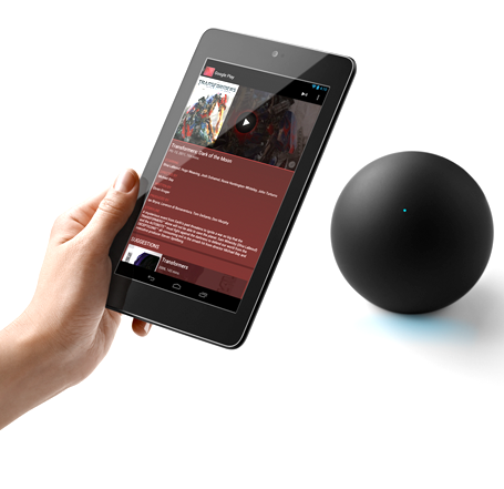 Google Nexus Q Paired With a Nexus 7 Android Tablet