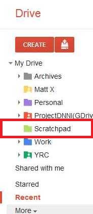 The Scratchpad Folder in Google Drive