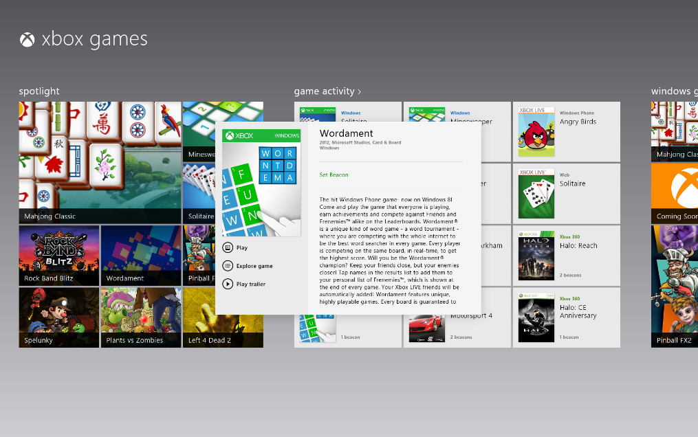 Xbox Games Service on Windows 8