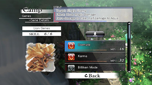 Camp Menu in Chaos Rings