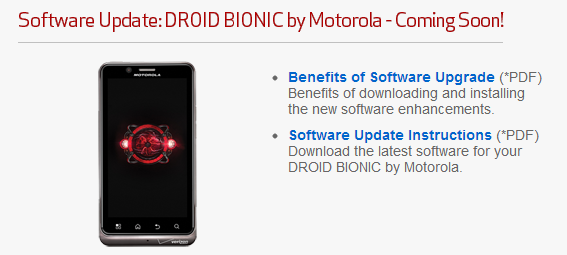 Droid Bionic Software Update Coming Soon