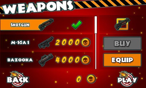 Weapon Store in Zombie Dash